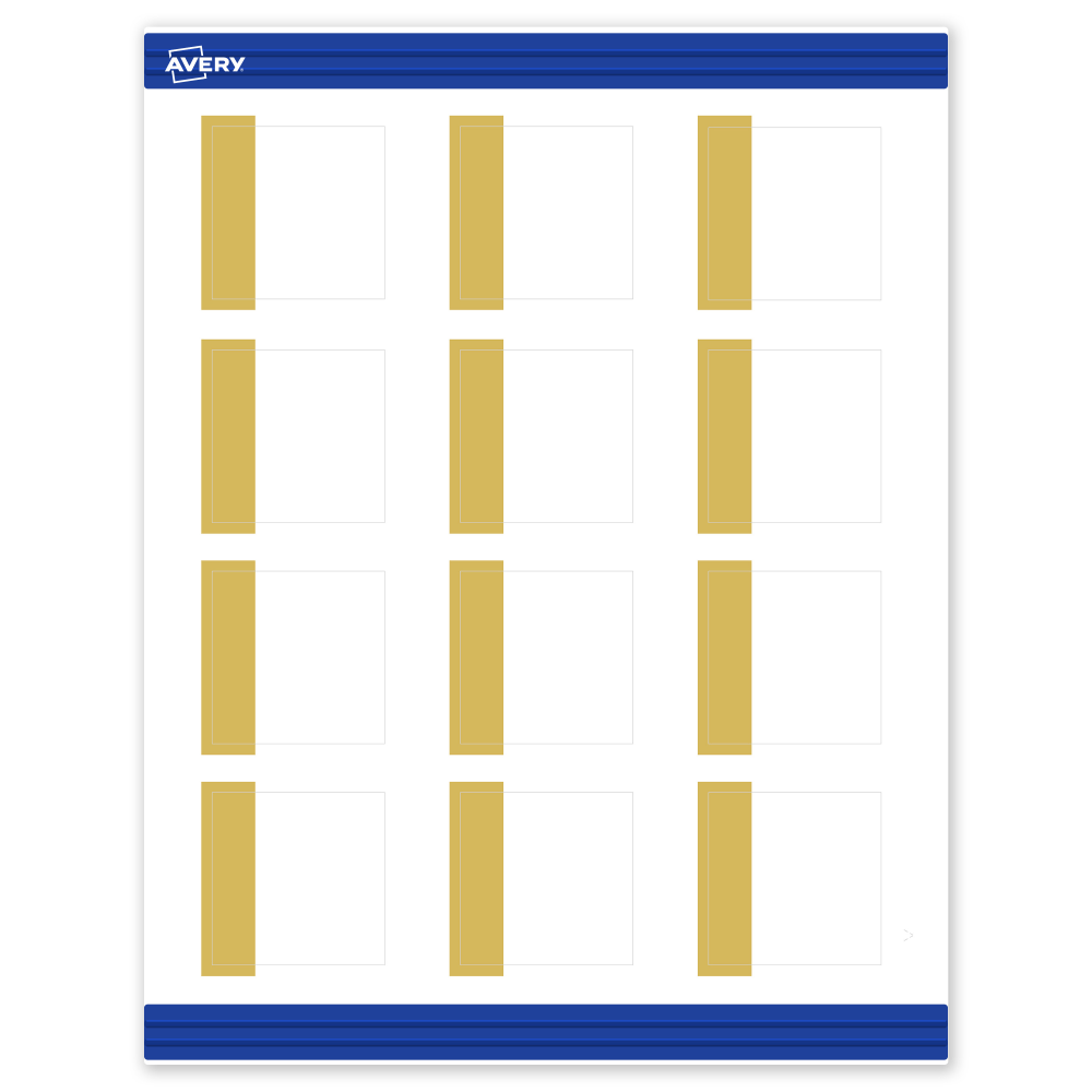 Avery Printable Cards With Sure Feed Technology, 2in x 2in, Matte White With Preprinted Gold-Dipped Edge, Pack Of 120 MPN:S00-DJT-PRMWC10
