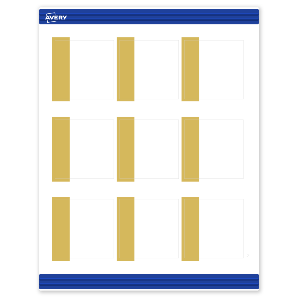 Avery Printable Cards With Sure Feed Technology, 2-1/2in x 2-1/2in, Matte White With Preprinted Gold-Dipped Edge, Pack Of 90 MPN:S00-DJV-PRMWC10