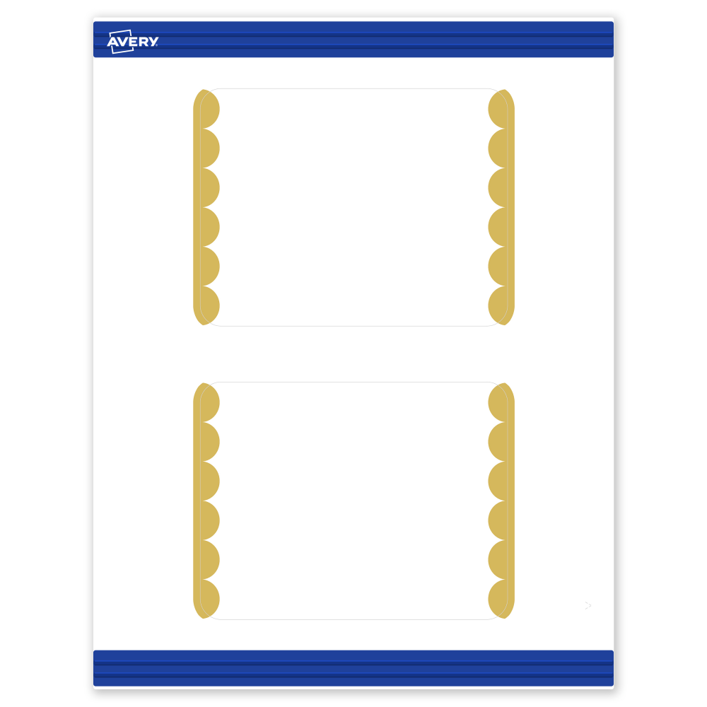 Avery Printable Postcards With Sure Feed Technology, 4.25in x 5-1/2in, Matte White With Preprinted Gold Dots Edge, Pack Of 20 MPN:S00-DK3-PRMWC10