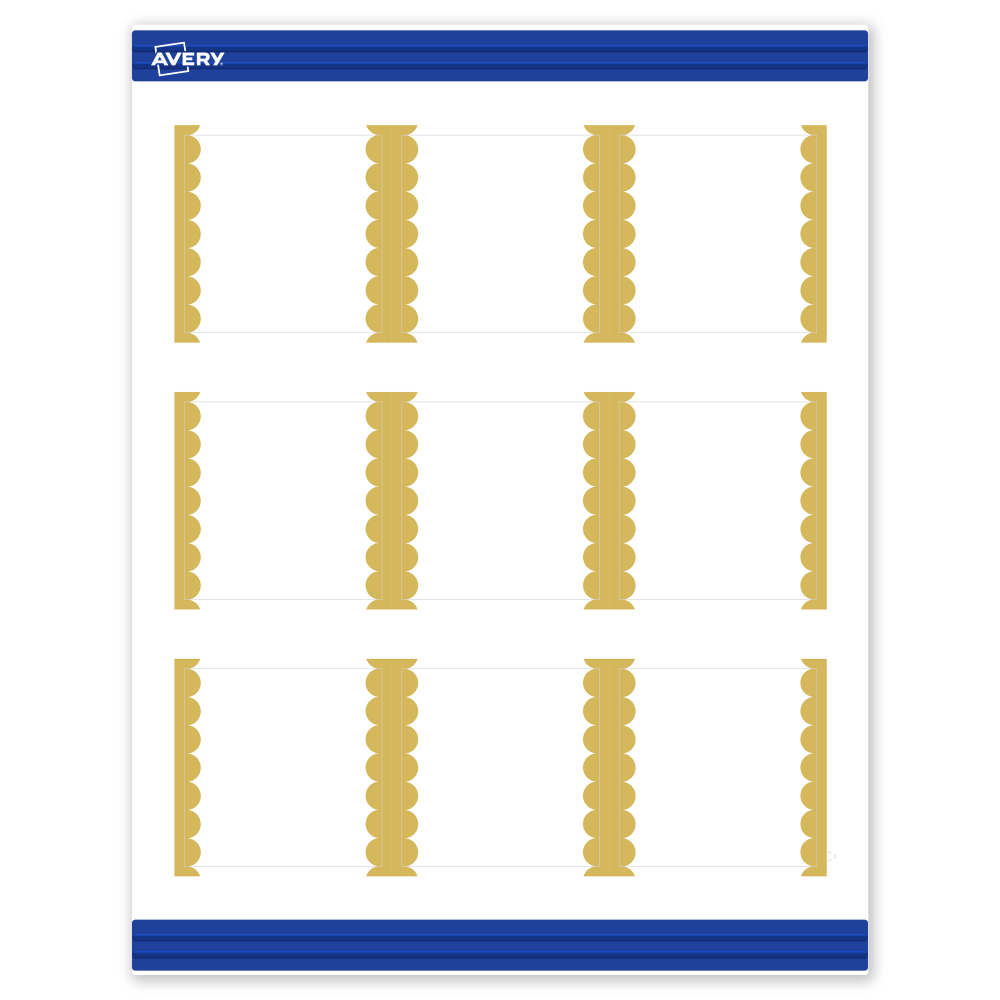 Avery Printable Cards With Sure Feed Technology, 2-1/2in x 2-1/2in, Matte White With Preprinted Gold Dots Edge, Pack Of 90 MPN:S00-DK6-PRMWC10