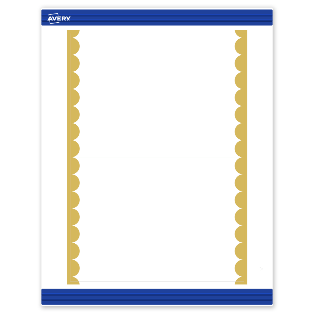 Avery Printable Invitation Cards With Sure Feed Technology, 5in x 7in, Matte White With Preprinted Gold Dots Edge, Pack Of 20 MPN:S00-DK8-PRMWC10