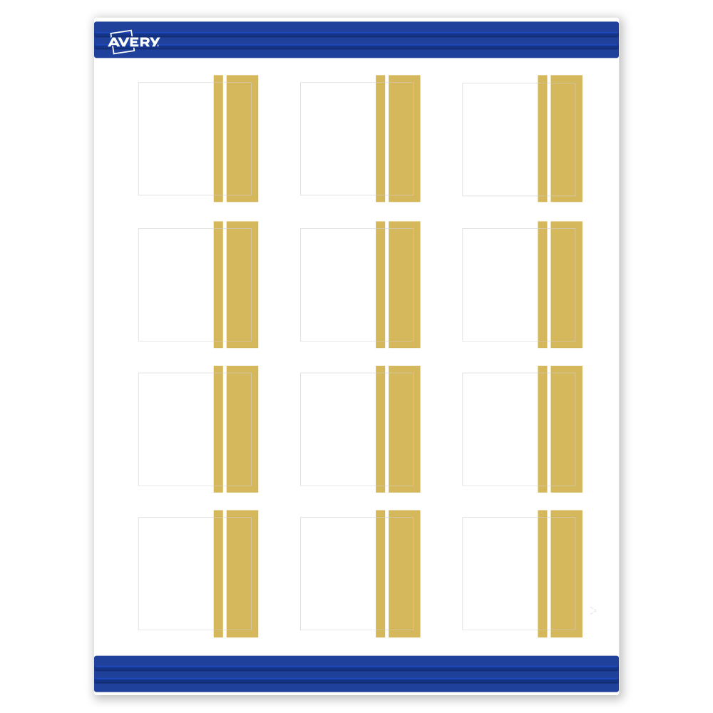 Avery Printable Cards With Sure Feed Technology, 2in x 2in, Matte White With Preprinted Gold Double-Dipped Edge, Pack Of 120 MPN:S00-DKF-PRMWC10