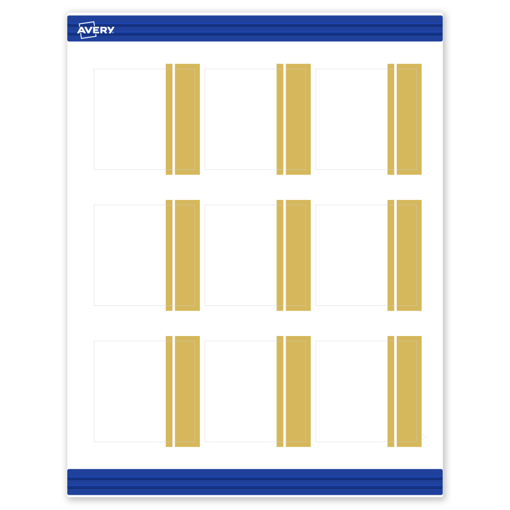 Avery Printable Cards With Sure Feed Technology, 2-1/2in x 2-1/2in, Matte White With Preprinted Gold Double-Dipped Edge, Pack Of 90 MPN:S00-DKH-PRMWC10