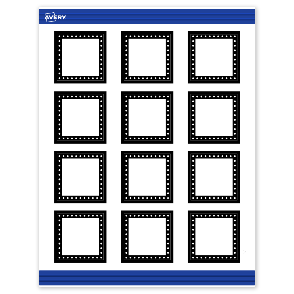 Avery Printable Cards With Sure Feed Technology, 2in x 2in, Matte White With Black And White Polka Dots, Pack Of 120 MPN:S00-DKV-PRMWC10