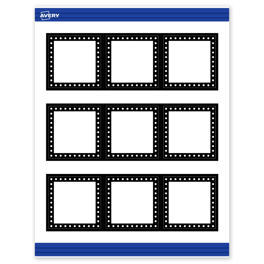 Avery Printable Cards With Sure Feed Technology, 2-1/2in x 2-1/2in, Matte White With Black And White Polka Dots, Pack Of 90 MPN:S00-DKW-PRMWC10
