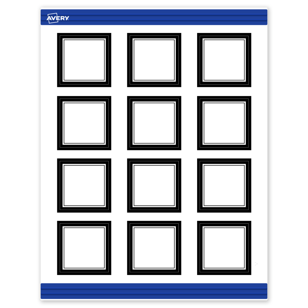 Avery Printable Cards With Sure Feed Technology, 2in x 2in, Matte White With Black Border, Pack Of 120 MPN:S00-DM6-PRMWC10