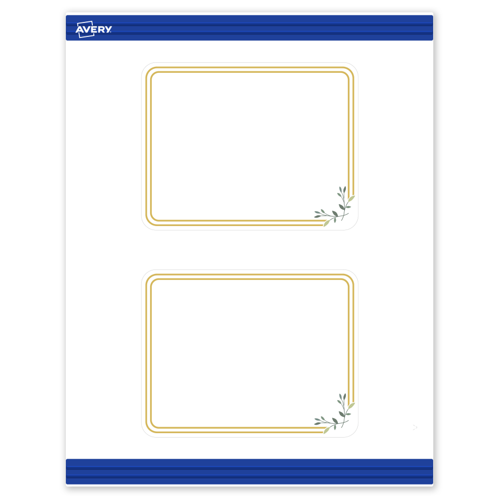 Avery Printable Postcards With Sure Feed Technology, 4.25in x 5-1/2in, Matte White With Gold Double Border Floral Design, Pack Of 20 MPN:S00-DMV-PRMWC10