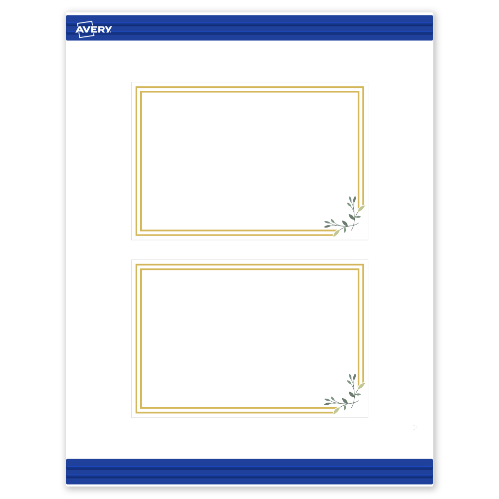 Avery Printable Postcards With Sure Feed Technology, 4in x 6in, Matte White With Gold Double Border Floral Design, Pack Of 20 MPN:S00-DMW-PRMWC10
