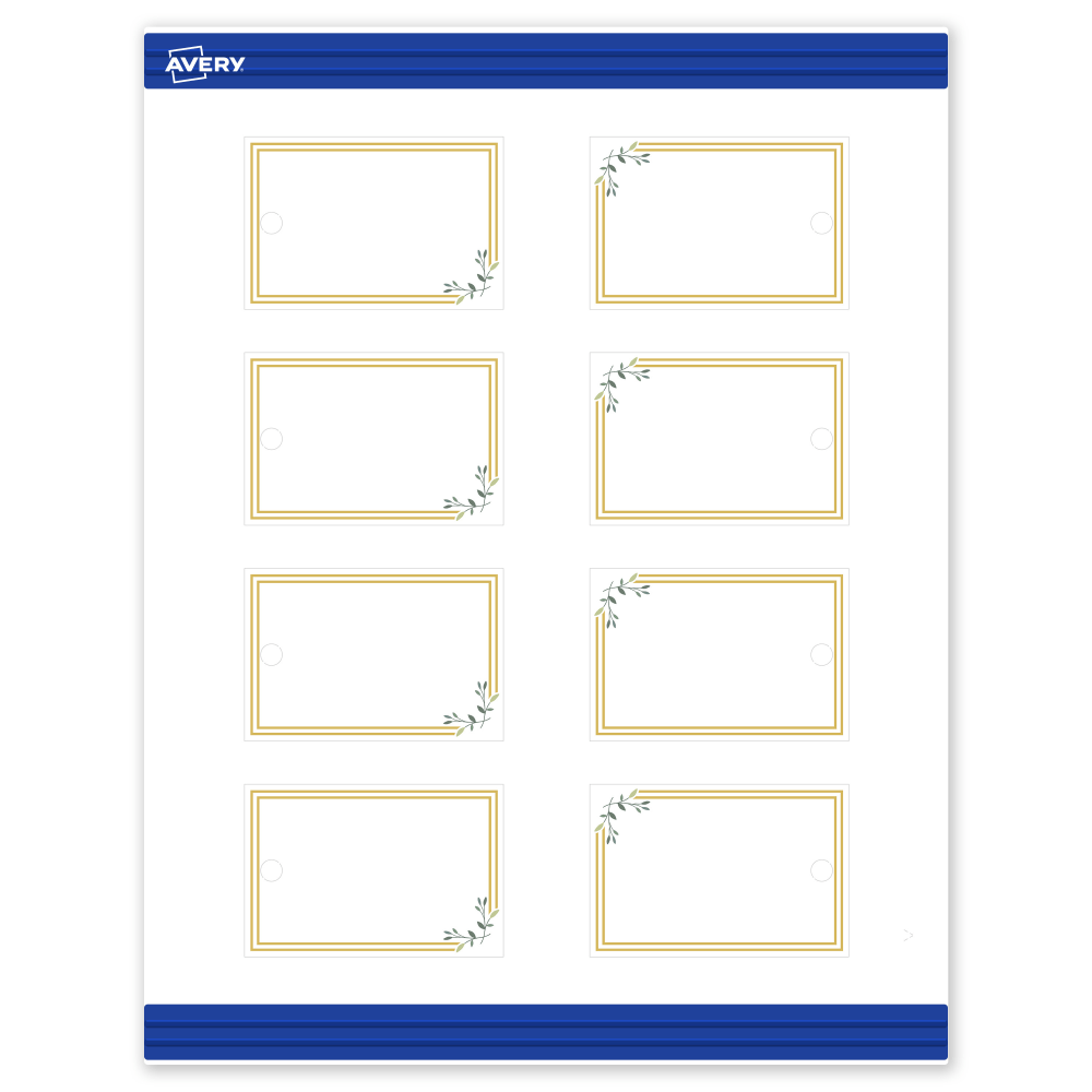 Avery Printable Tags With Sure Feed Technology, 2in x 3in, Matte White With Gold Double Border Floral Design, Pack Of 80 MPN:S00-DN0-PRMWT10
