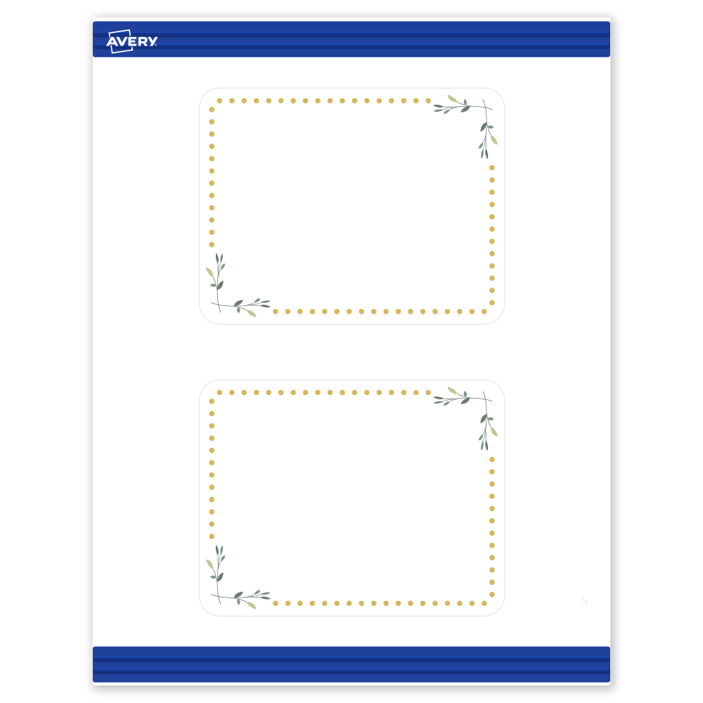 Avery Printable Postcards With Sure Feed Technology, 4.25in x 5-1/2in, Matte White With Gold Dots/Green Floral Design, Pack Of 20 MPN:S00-DN7-PRMWC10