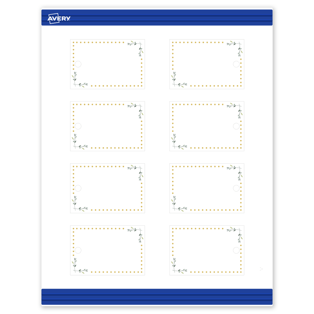 Avery Printable Tags With Sure Feed Technology, 2in x 3in, Matte White With Gold Dots/Green Floral Design, Pack Of 80 MPN:S00-DNB-PRMWT10