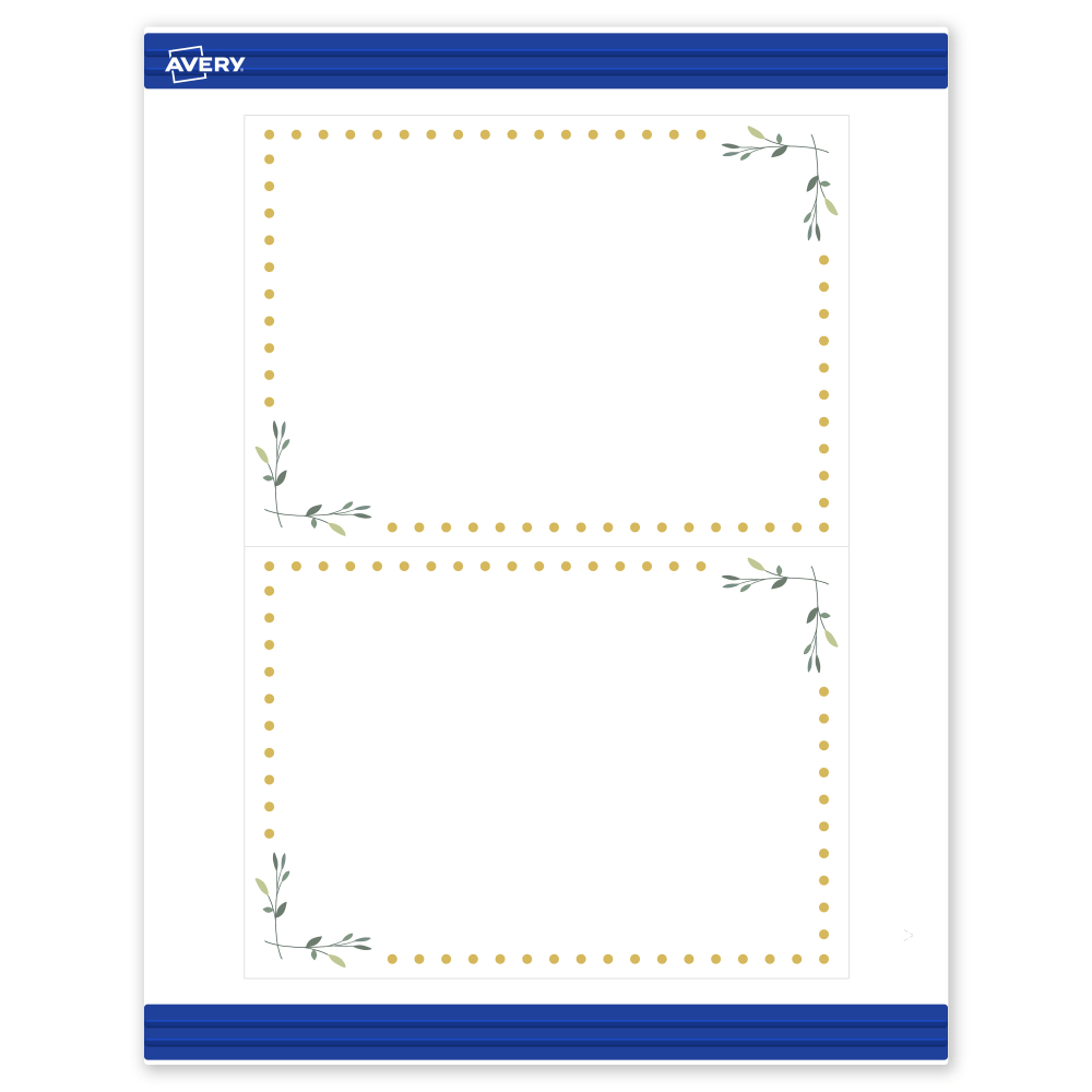 Avery Printable Invitation Cards With Sure Feed Technology, 5in x 7in, Matte White With Gold Dots/Green Floral Design, Pack Of 20 MPN:S00-DND-PRMWC10