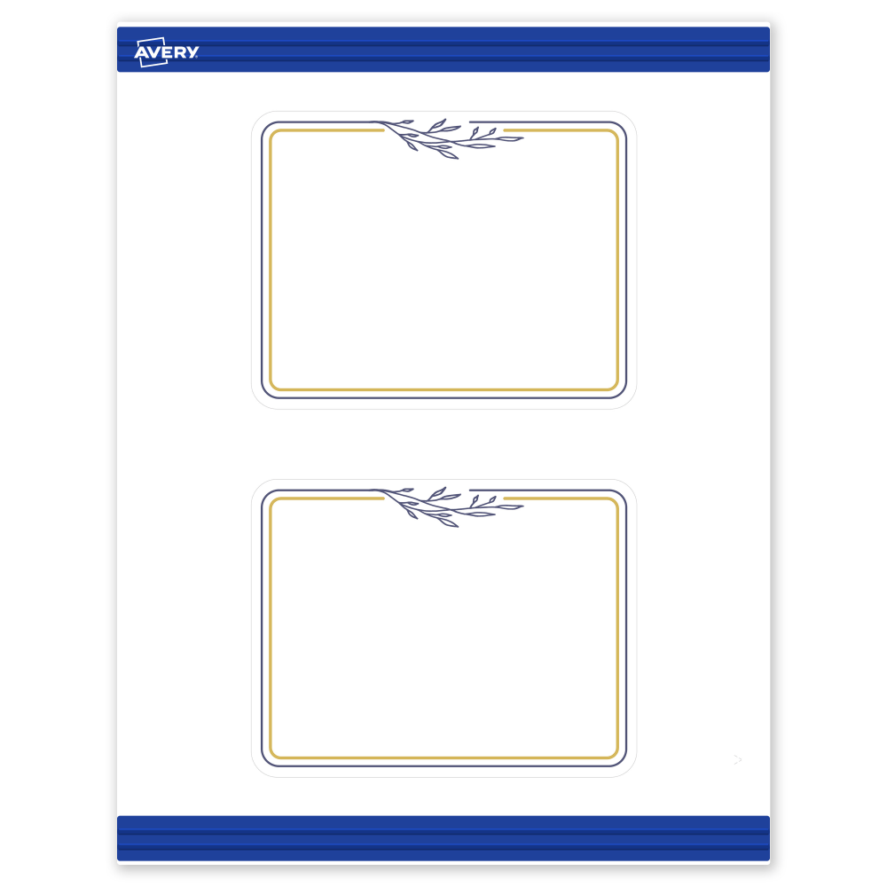 Avery Printable Postcards With Sure Feed Technology, 4.25in x 5-1/2in, Matte White With Floral Gold/Navy Border, Pack Of 20 MPN:S00-DNK-PRMWC10