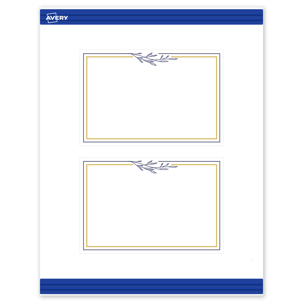 Avery Printable Postcards With Sure Feed Technology, 4in x 6in, Matte White With Floral Gold/Navy Border, Pack Of 20 MPN:S00-DNM-PRMWC10