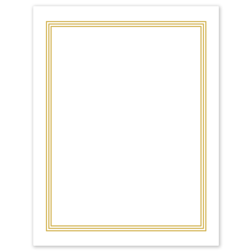 Avery Printable Cards, 8-1/2in x 11in, Matte White With Preprinted Gold Multi-Lined Border, Pack Of 10 MPN:S00-DPD-PRMWC10