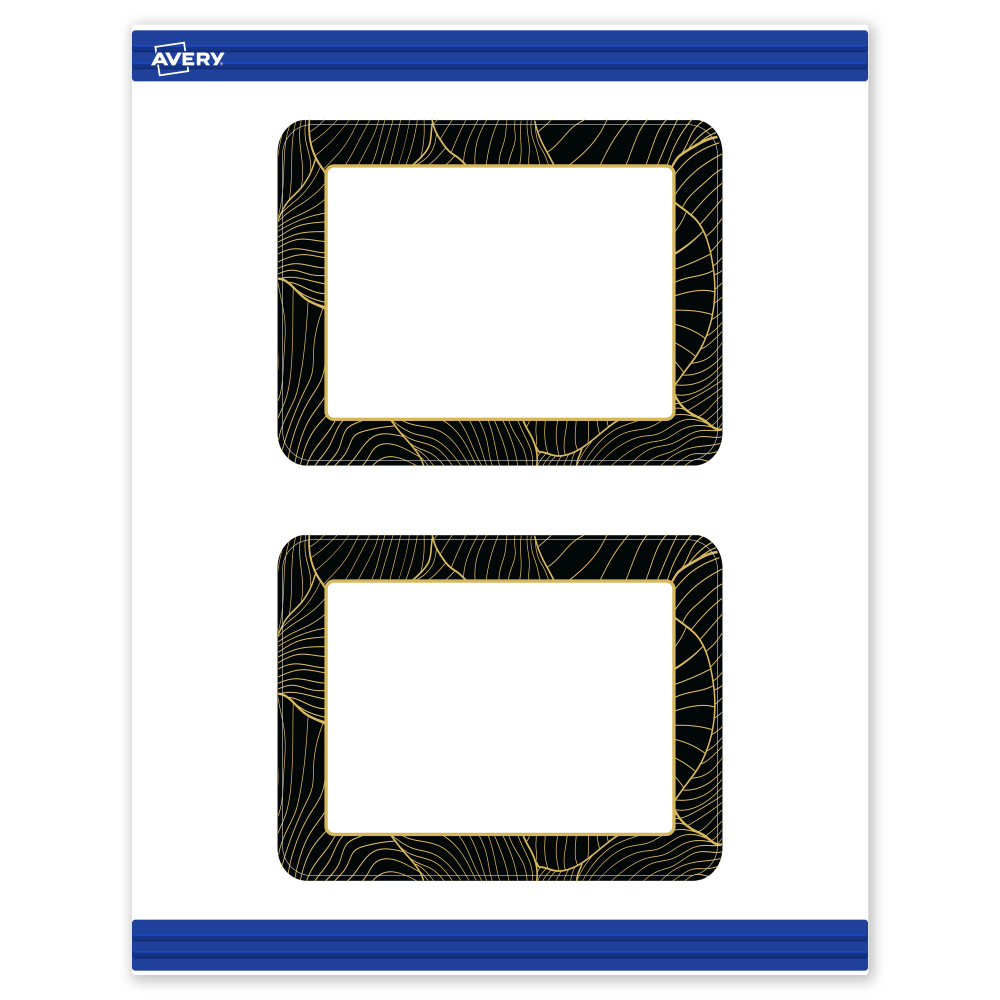 Avery Printable Postcards With Sure Feed Technology, 4-1/4in x 5-1/2in, Matte White With Black Border with Gold Pattern, Pack Of 20 MPN:S00-ETT-PRMWC10
