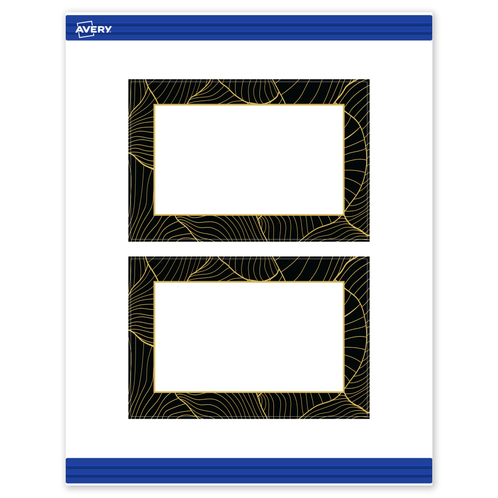 Avery Printable Postcards With Sure Feed Technology, 4in x 6in, Matte White With Black Border with Gold Pattern, Pack Of 20 MPN:S00-ETV-PRMWC10