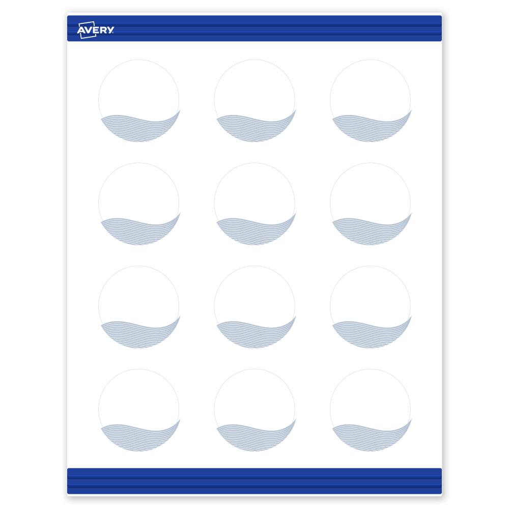 Avery Printable Round Cards With Sure Feed Technology, 2in, Matte White With Preprinted Colorful Design Design, Pack Of 120 MPN:S00-EV2-PRMWC10