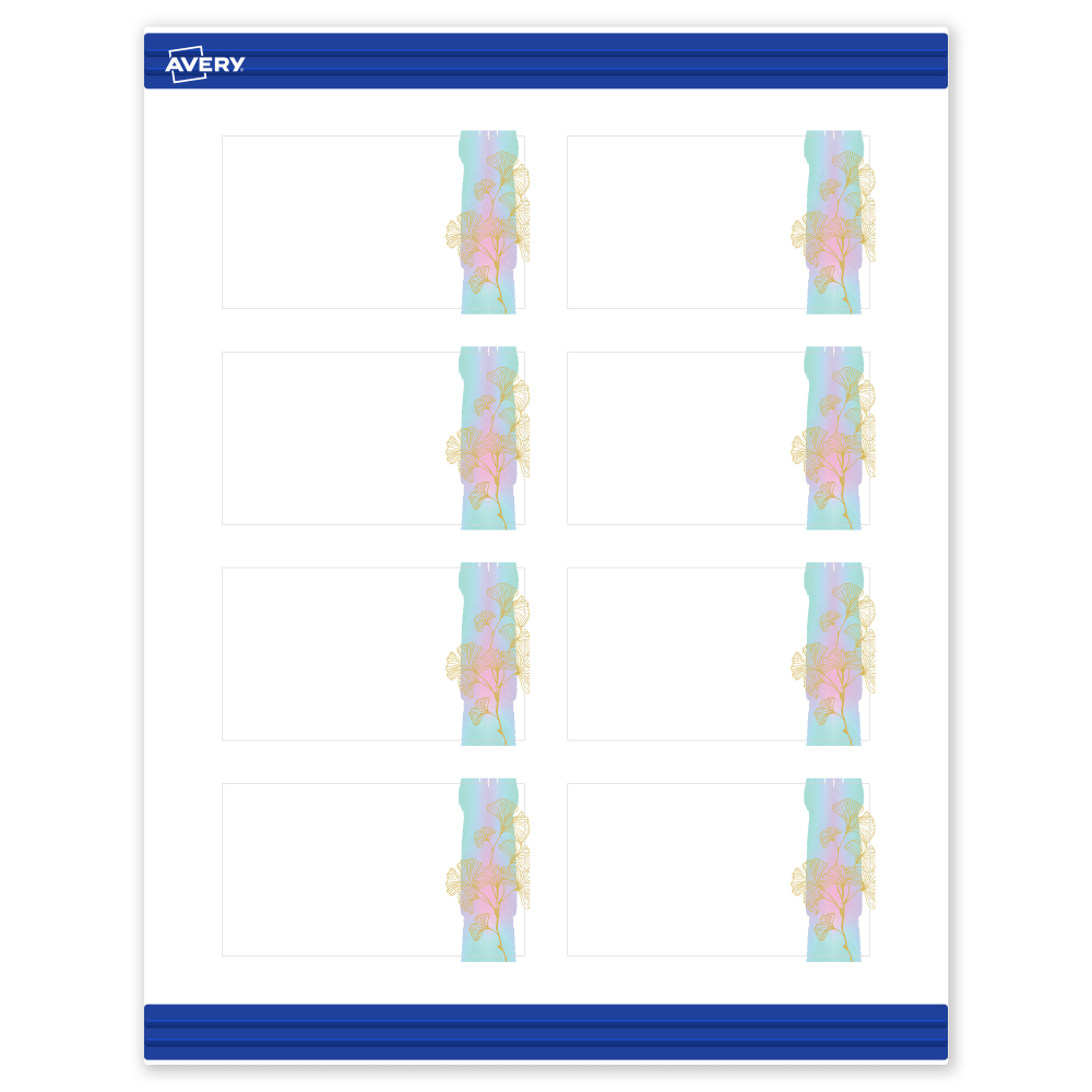 Avery Printable Cards With Sure Feed Technology, 2in x 3-1/2in, Matte White With Watercolor/Gold Leaf Design, Pack Of 80 MPN:S00-EVP-PRMWC10