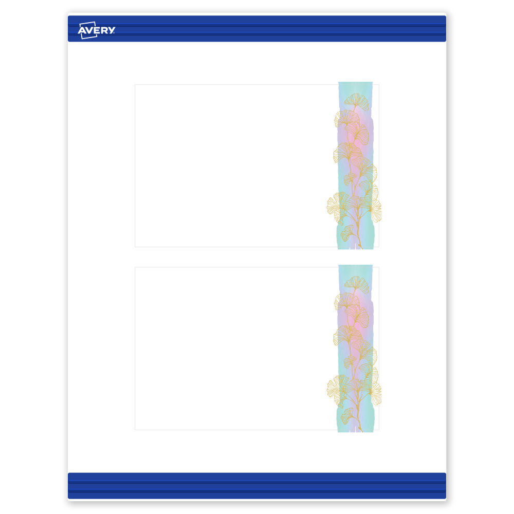 Avery Printable Postcards With Sure Feed Technology, 4in x 6in, Matte White With Watercolor/Gold Leaf Design, Pack Of 20 MPN:S00-EVQ-PRMWC10