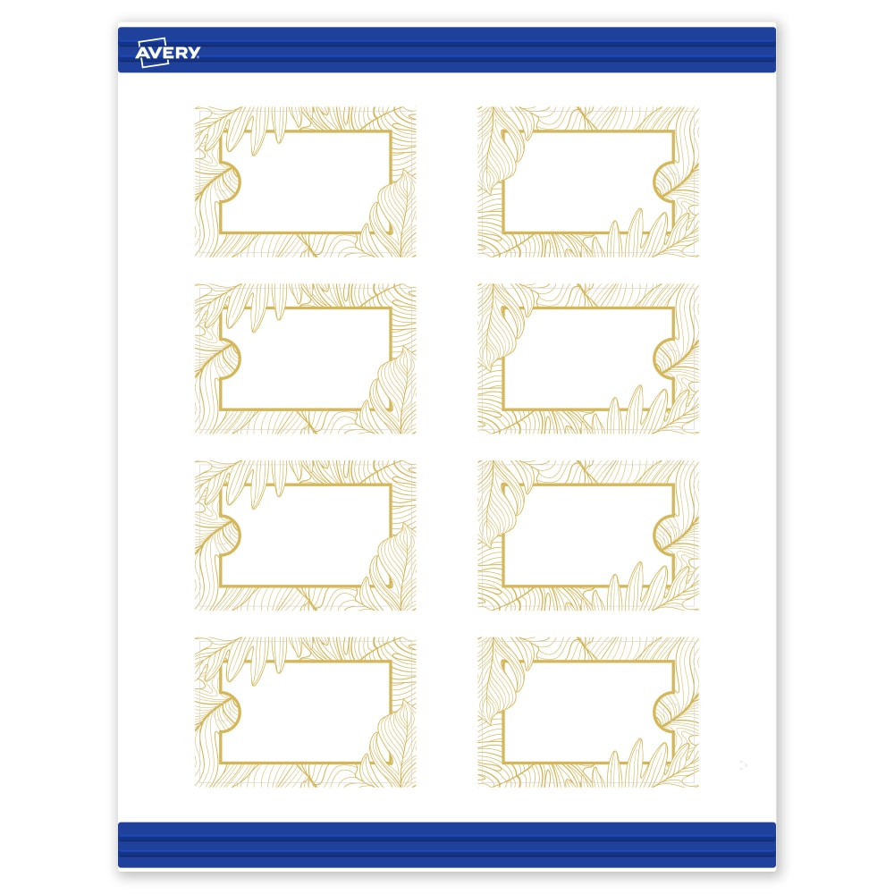 Avery Printable Tags With Sure Feed Technology, 2in x 3in, Matte White With Gold Florals, Pack Of 80 MPN:S00-EW2-PRMWT10
