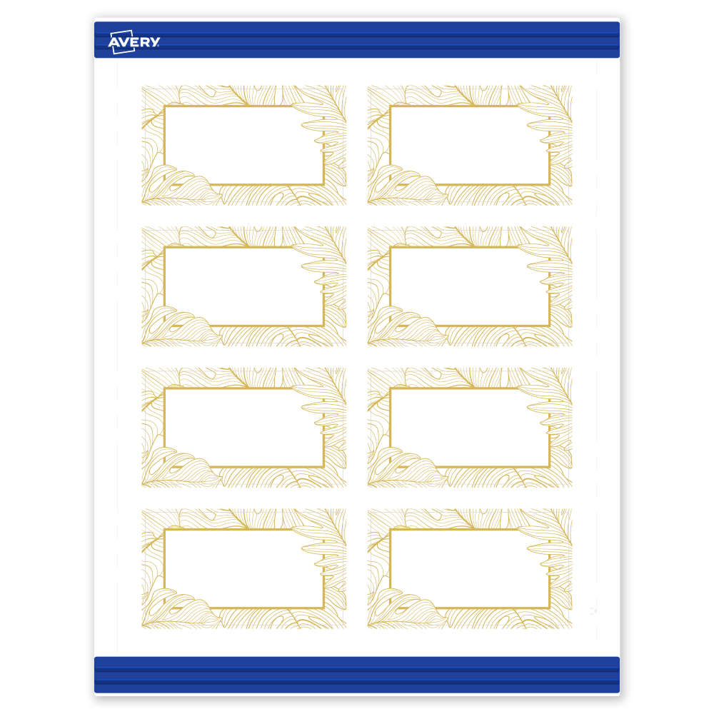 Avery Printable Cards With Sure Feed Technology, 2in x 3-1/2in, Matte White With Gold Florals, Pack Of 80 MPN:S00-EW5-PRMWC10