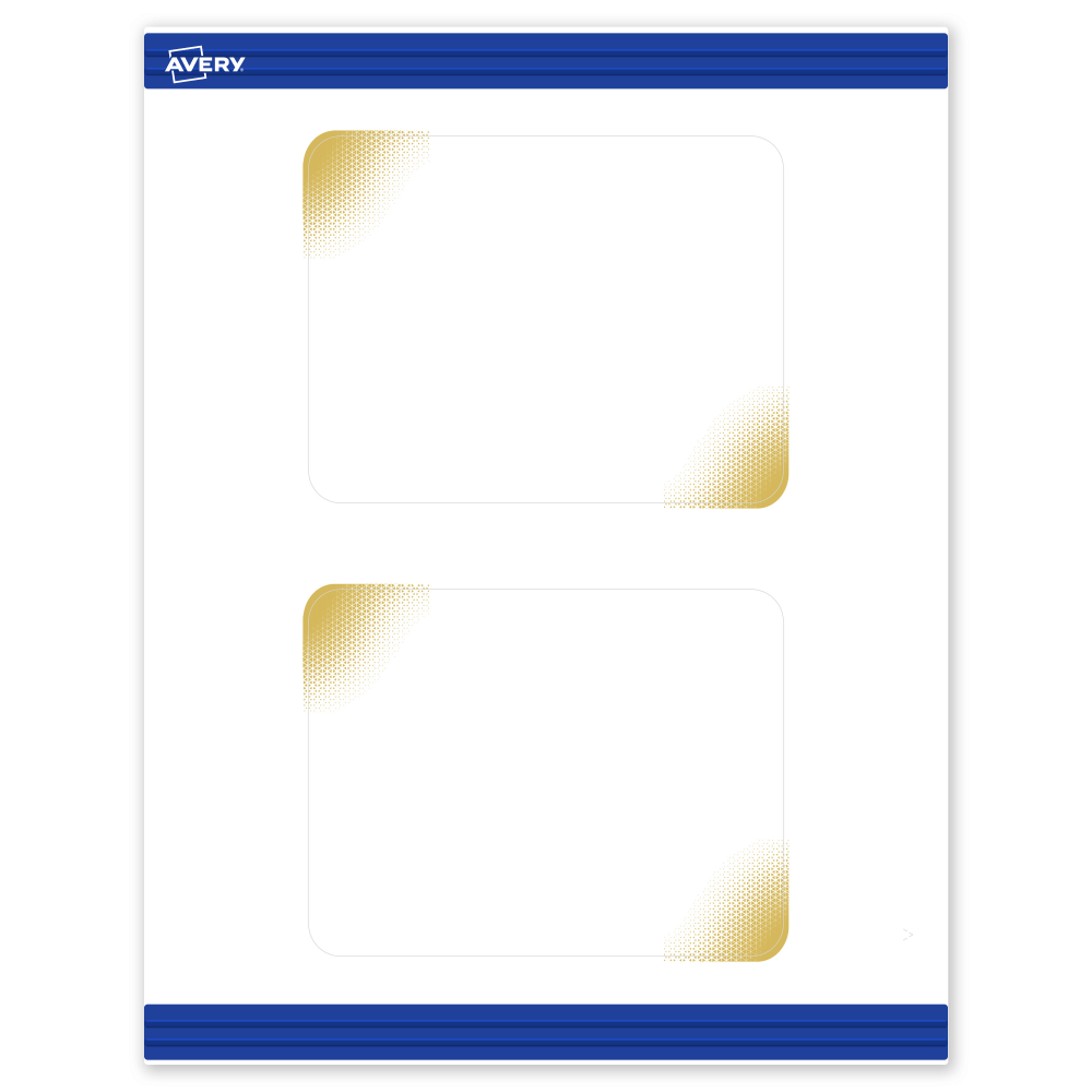 Avery Printable Postcards With Sure Feed Technology, 4-1/4in x 5-1/2in, Matte White With Preprinted Gold-Blush Pattern, Pack Of 20 MPN:S00-EWM-PRMWC10
