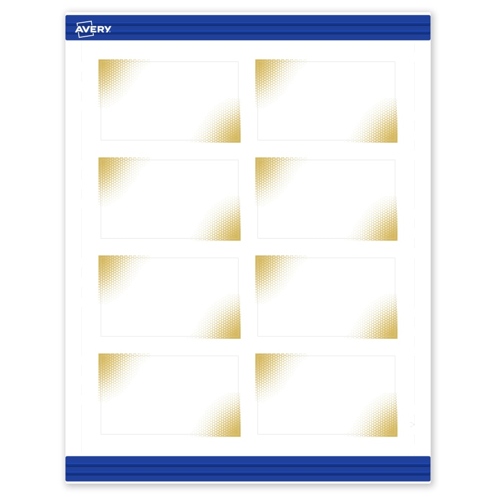 Avery Printable Cards With Sure Feed Technology, 2in x 3-1/2in, Matte White With Preprinted Gold-Blush Pattern, Pack Of 80 MPN:S00-EWN-PRMWC10
