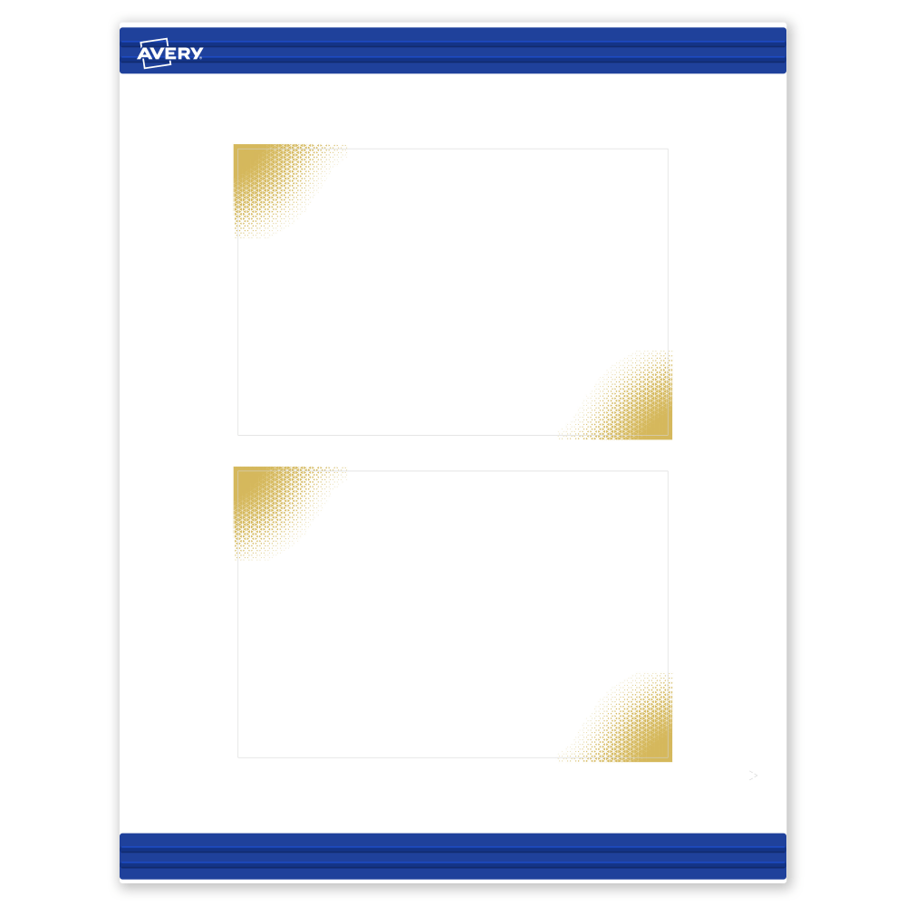 Avery Printable Postcards With Sure Feed Technology, 4in x 6in, Matte White With Preprinted Gold-Blush Pattern, Pack Of 20 MPN:S00-EWP-PRMWC10
