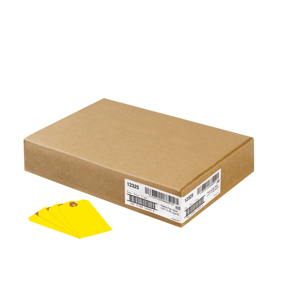 Avery Colored Shipping Tags - 4.75in Length x 2.37in Width - 1000 / Box - Yellow MPN:12325