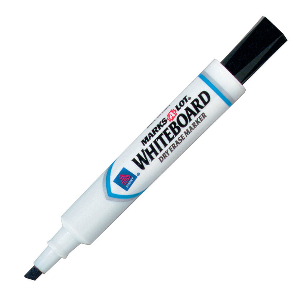 Avery Marks A Lot Dry-Erase Markers, Chisel Point, Black, Pack Of 12 Markers MPN:24408