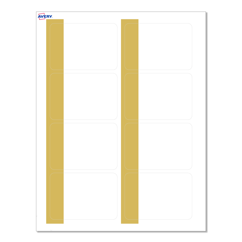 Avery Printable Adhesive Name Badges/Preprinted Designs, Rectangle, S00-EY2, 2-1/3in x 3-3/8in, Matte White/Dipped Gold Edge, Pack Of 80 MPN:S00-D1P-PRFNB10