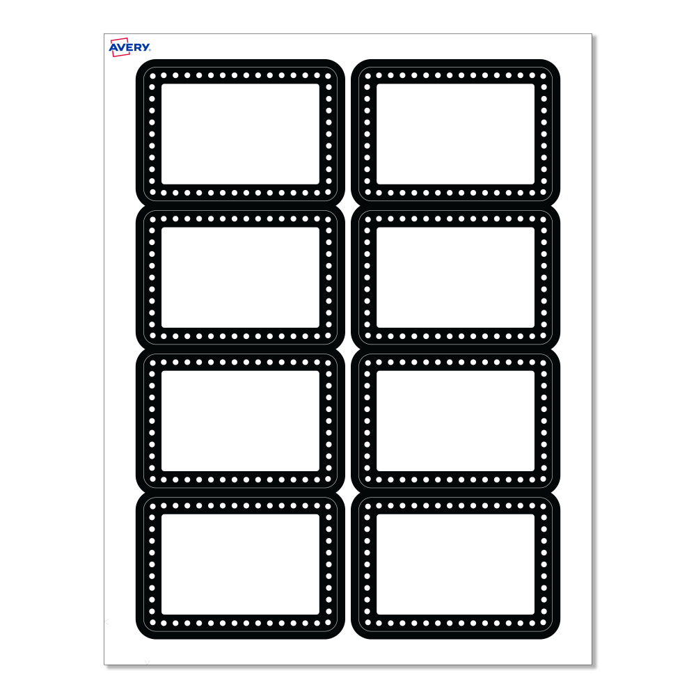 Avery Printable Adhesive Name Badges/Preprinted Designs, Rectangle, S00-EY5, 2-1/3in x 3-3/8in, Matte White/Black & White Polka Dots, Pack Of 80 MPN:S00-D25-PRFNB10