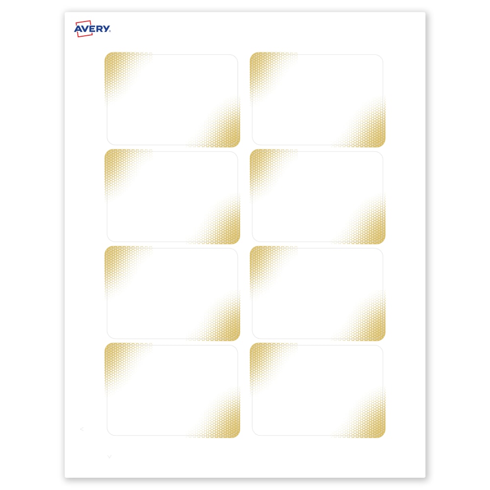Avery Printable Adhesive Name Badges With Preprinted Designs, Rectangle, S00-EW9, 2-1/3in x 3-3/8in, Matte White With Gold Blush Design, Pack Of 80 MPN:S00-EW9-PRFNB10