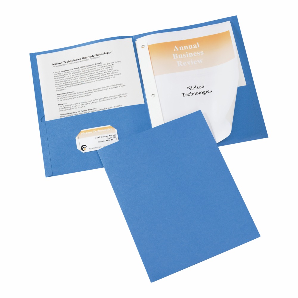 Avery 2-Pocket Folders With Fasteners, Letter Size, Light Blue, Pack Of 25 MPN:47976