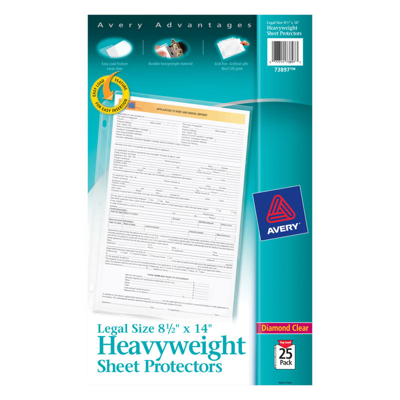 Avery Top-Load Heavyweight Legal-Size Sheet Protectors MPN:73897