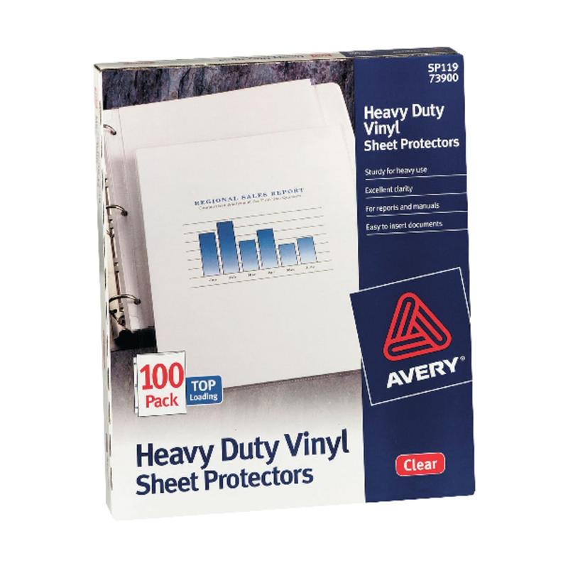 Avery Heavy-Duty Vinyl Sheet Protectors, 8 1/2in x 11in, Top Loading, Pack Of 100 MPN:73900
