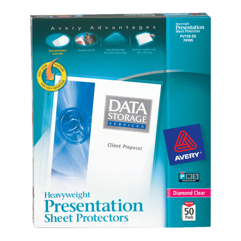 Avery Diamond Clear Heavyweight Sheet Protectors, 8 1/2in x 11in, Top Loading, Pack Of 50 MPN:74106