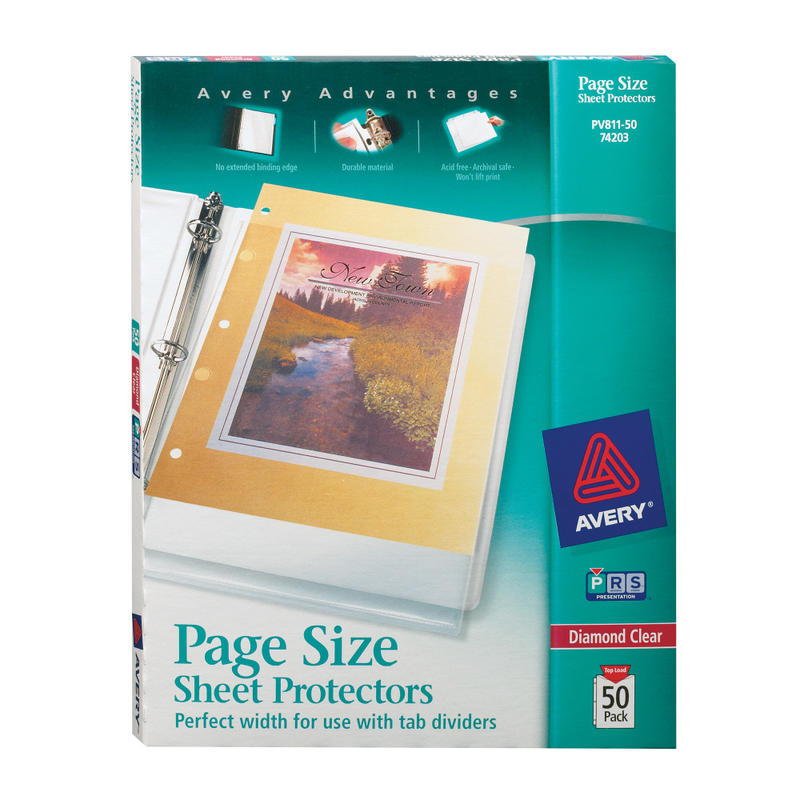 Avery Page-Size Sheet Protectors For 3-Hole Punched Sheets, Heavyweight, Clear, Box Of 50 MPN:74203