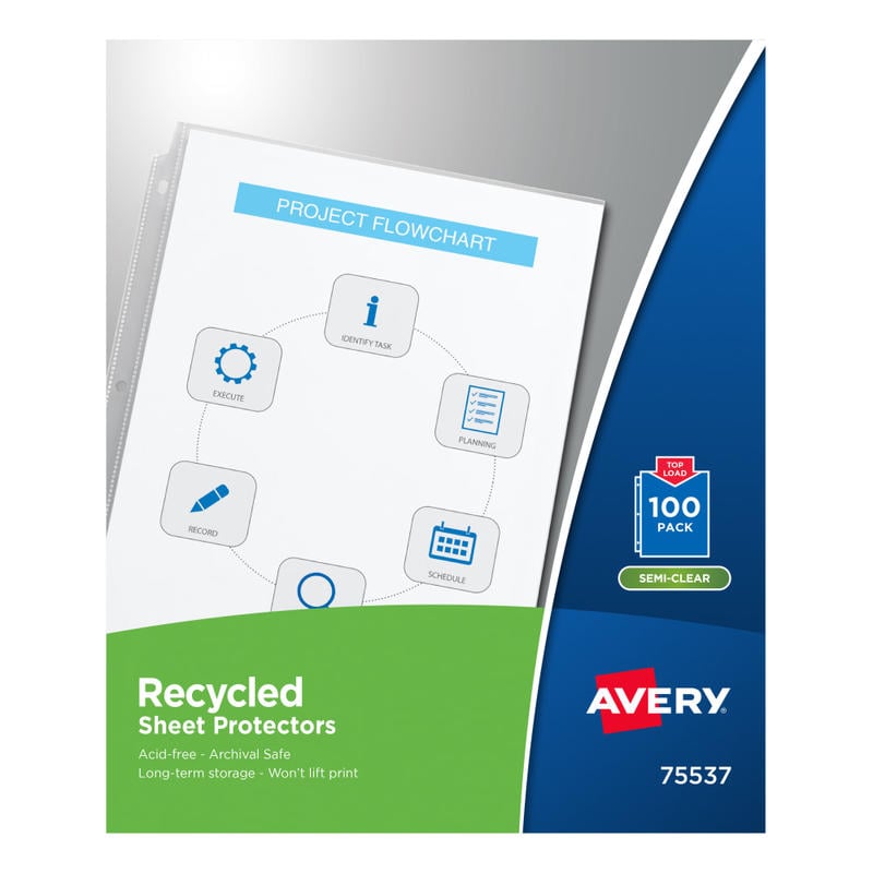 Avery Economy-Weight Sheet Protectors, Box Of 100 (Min Order Qty 5) MPN:75537