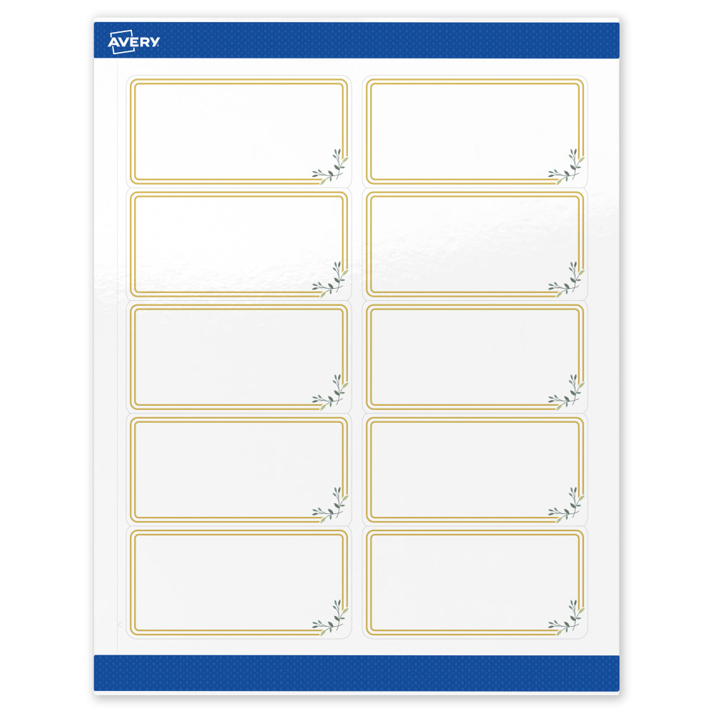 Avery Printable Labels & Sure Feed, S00-DMZ-PRWGP10, 2in x 4in, Glossy White, Preprinted Double Gold Border & Floral Design, Pack Of 100 MPN:S00-DMZ-PRWGP10