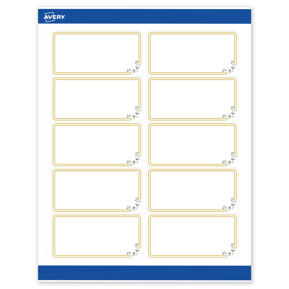 Avery Printable Labels & Sure Feed, S00-DMZ-PRWMP10, 2in x 4in, Matte White, Preprinted Double Gold Border & Floral Design, Pack Of 100 MPN:S00-DMZ-PRWMP10