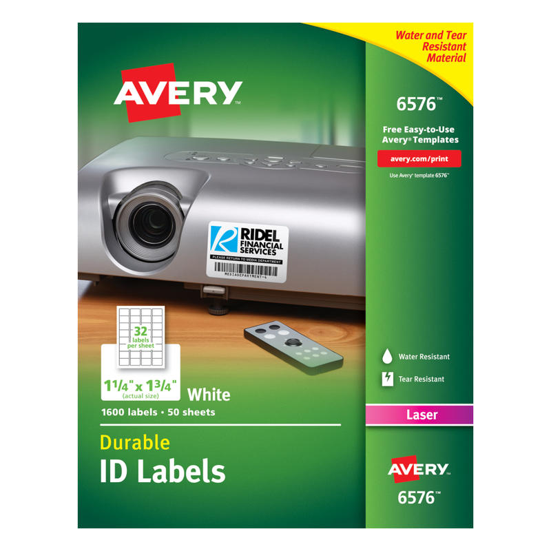 Avery Permanent Durable ID Labels With TrueBlock, 6576, 1 1/4in x 1 3/4in, White, Pack Of 1, 600 MPN:6576