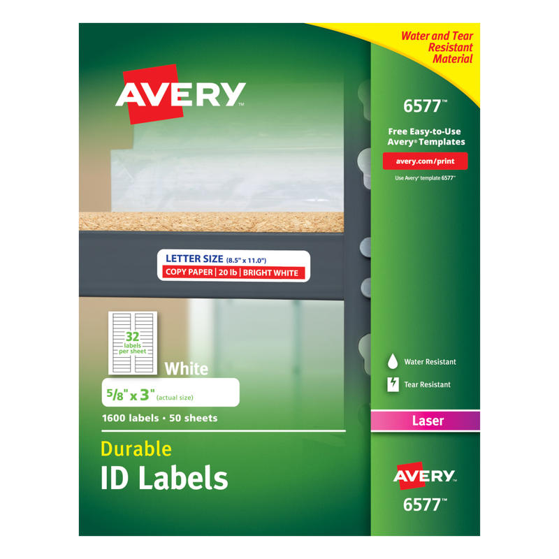 Avery Permanent Durable ID Labels With TrueBlock, 6577, 5/8in x 3in, White, Pack Of 1, 600 MPN:6577