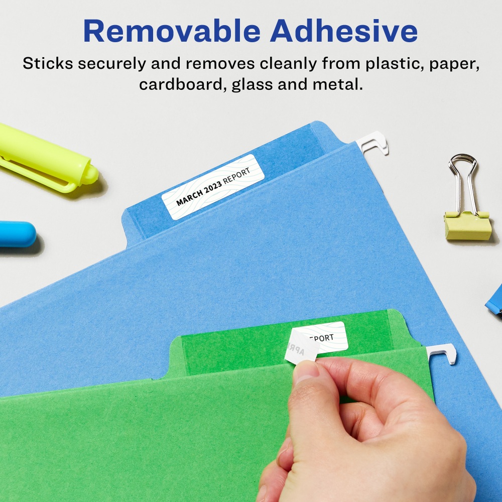 Avery Removable Labels With Sure Feed, 94204-RMP15, Rectangle, 1/2in x 1-3/4in, White, Pack Of 900 Labels MPN:94204-RMP15