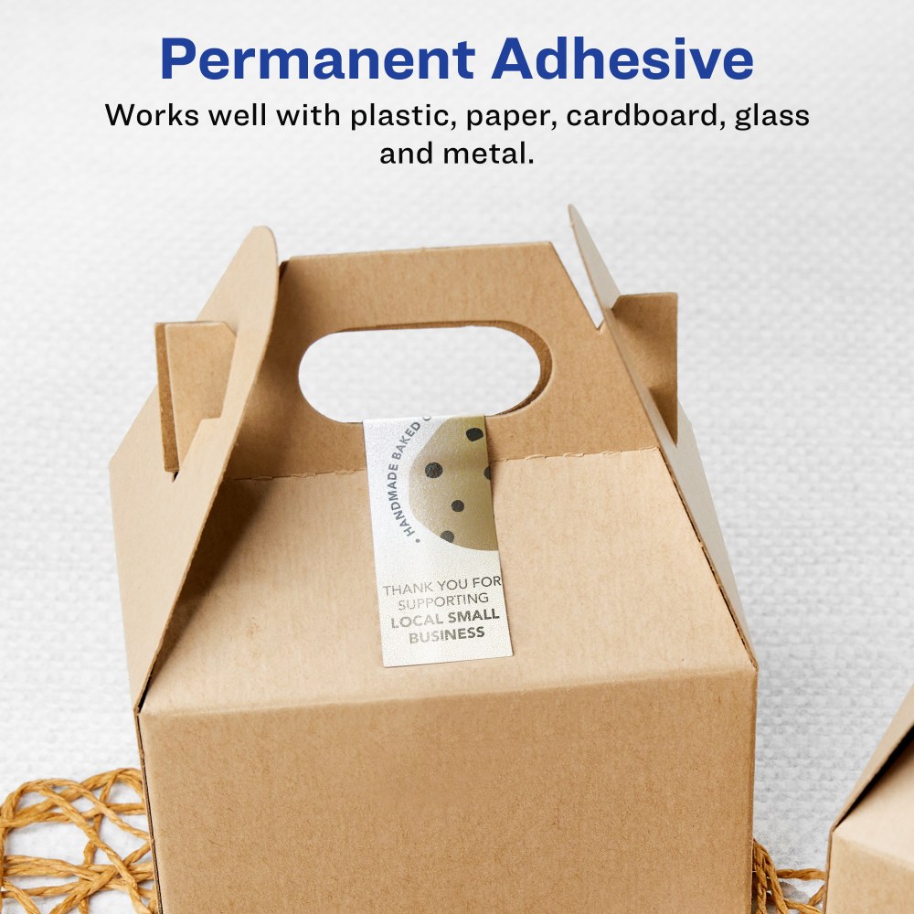 Avery Pearlized Permanent Labels With Sure Feed, 94231-PIP100, Rectangle, 1-1/2in x 7-1/2in, Ivory, Pack Of 500 Labels MPN:94231-PIP100