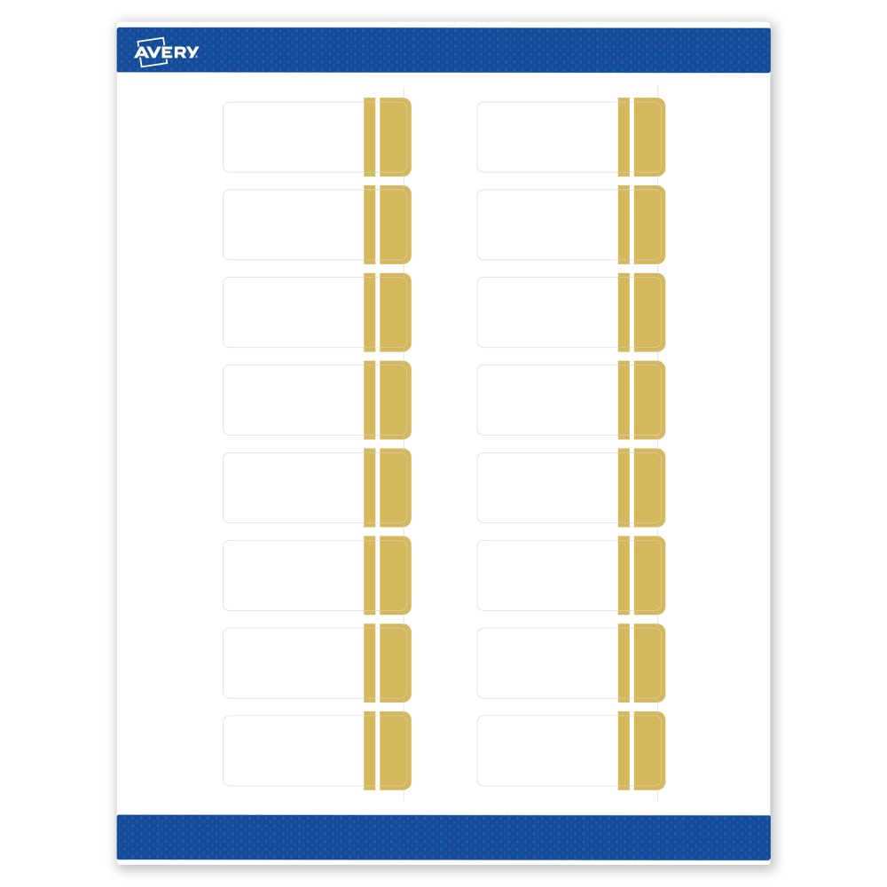 Avery Print-To-The-Edge Labels & Sure Feed, S00-D1Z-PRWMP10, 1in x 2-5/8in, Matte White, Preprinted Double Dipped Gold Edge Design, Pack Of 160 MPN:S00-D1Z-PRWMP10