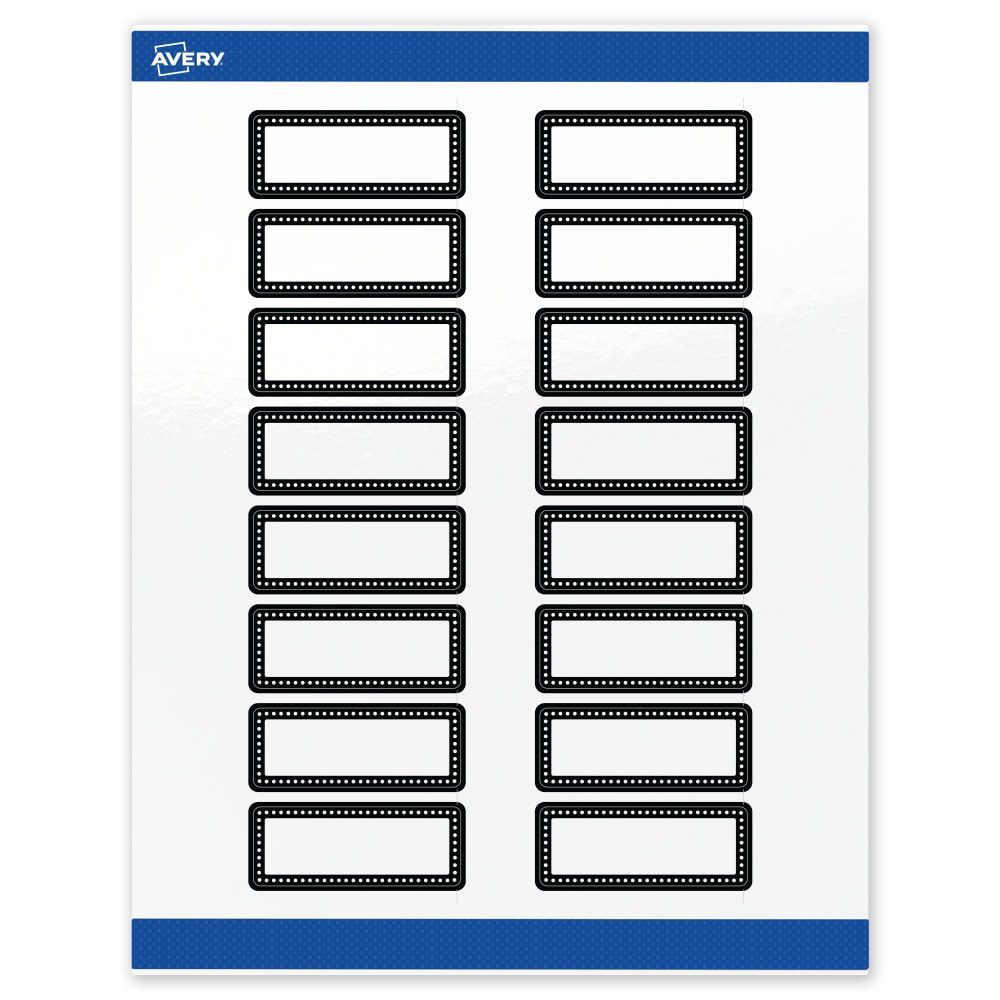 Avery Print-To-The-Edge Labels & Sure Feed, S00-D24-PRWGP10, 1in x 2-5/8in, Glossy White, Preprinted Black & White Polka Dots Design, Pack Of 160 MPN:S00-D24-PRWGP10