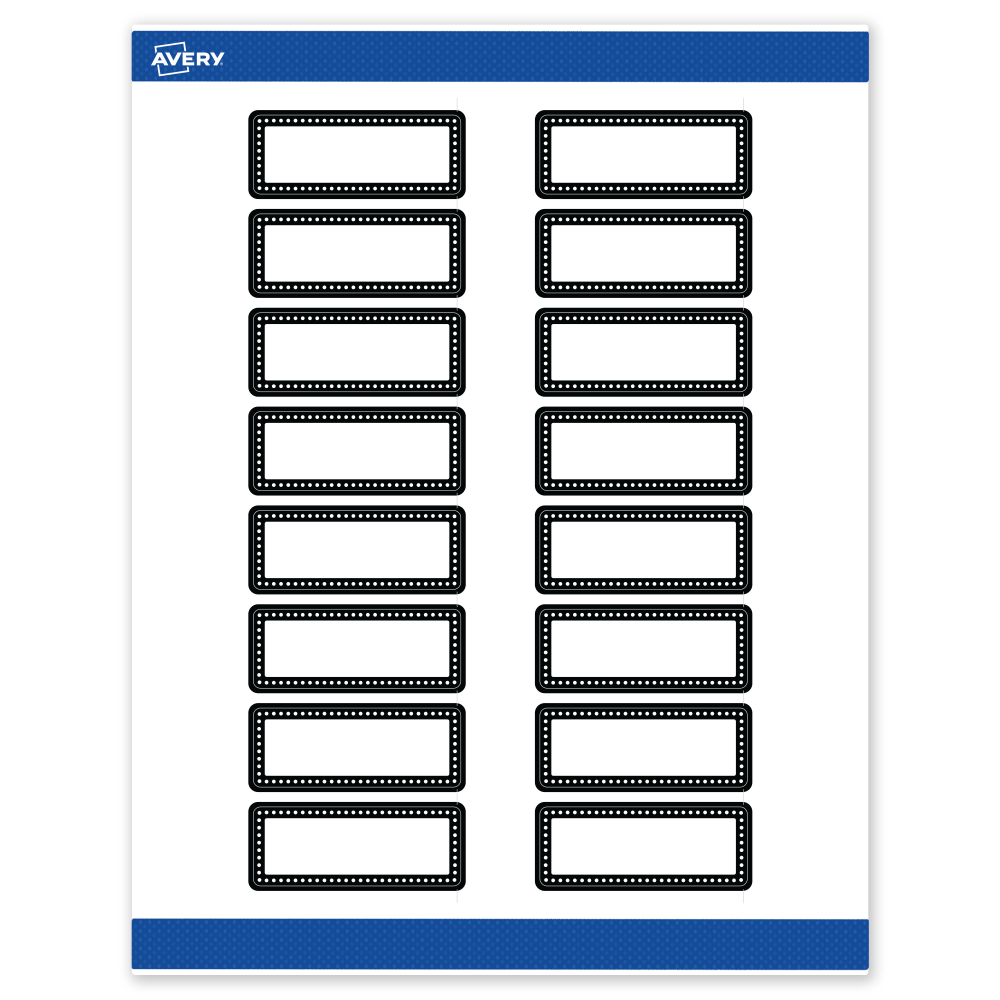 Avery Print-To-The-Edge Labels & Sure Feed, S00-D24-PRWMP10, 1in x 2-5/8in, Matte White, Preprinted Black & White Polka Dots Design, Pack Of 160 MPN:S00-D24-PRWMP10