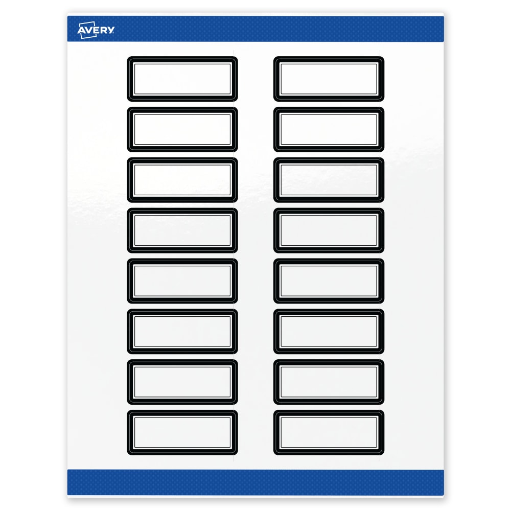 Avery Print-To-The-Edge Labels & Sure Feed, S00-D29-PRWGP10, 1in x 2-5/8in, Glossy White, Preprinted Double Black Border Design, Pack Of 160 MPN:S00-D29-PRWGP10